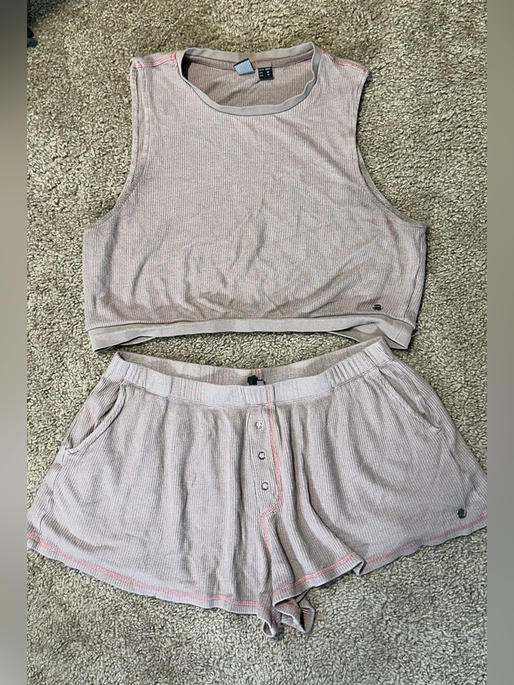 Volcom Women’s Waffle Lived In Lounge Crop Tank and Shorts Set